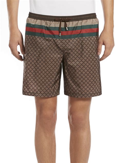 gucci swim trunks brown|Gucci swim trunks for men.